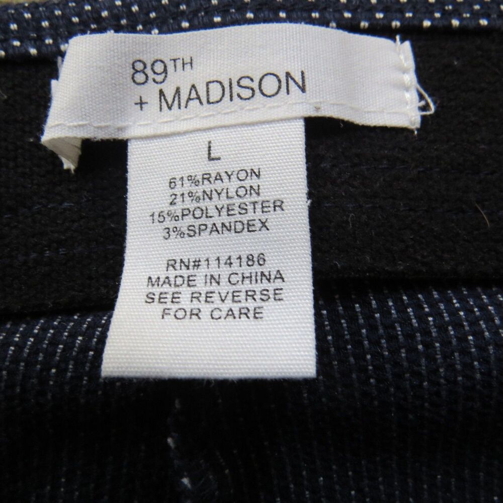 89th & Madison Women's Polka Dot Stretch Sailor Ankle Pants Mid Rise Navy L EUC - Picture 8 of 9